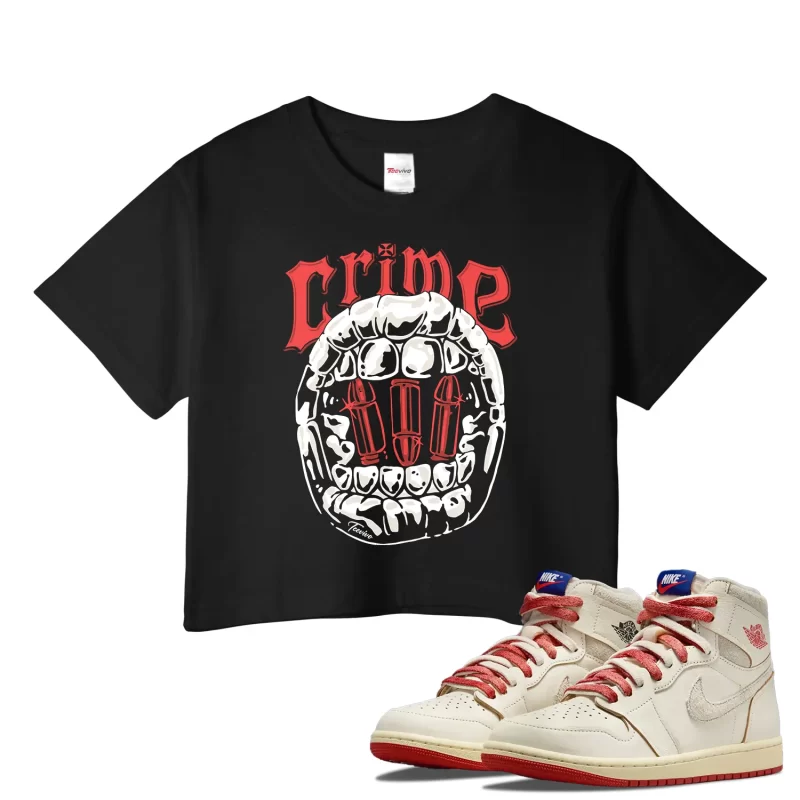 TeeVivo Jordan 1 High Rare Air Cinnabar Crop Top, Crime Crop Top, High Rare Air Cinnabar 1s Crop Top, Jordan 1 Outfit
