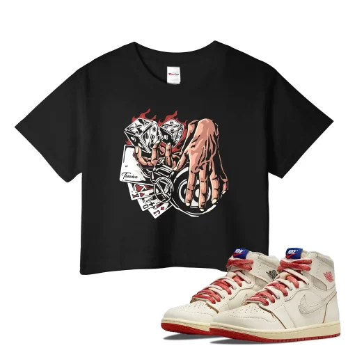 TeeVivo Jordan 1 High Rare Air Cinnabar Crop Top, Gambling Crop Top, High Rare Air Cinnabar 1s Crop Top, Jordan 1 Outfit