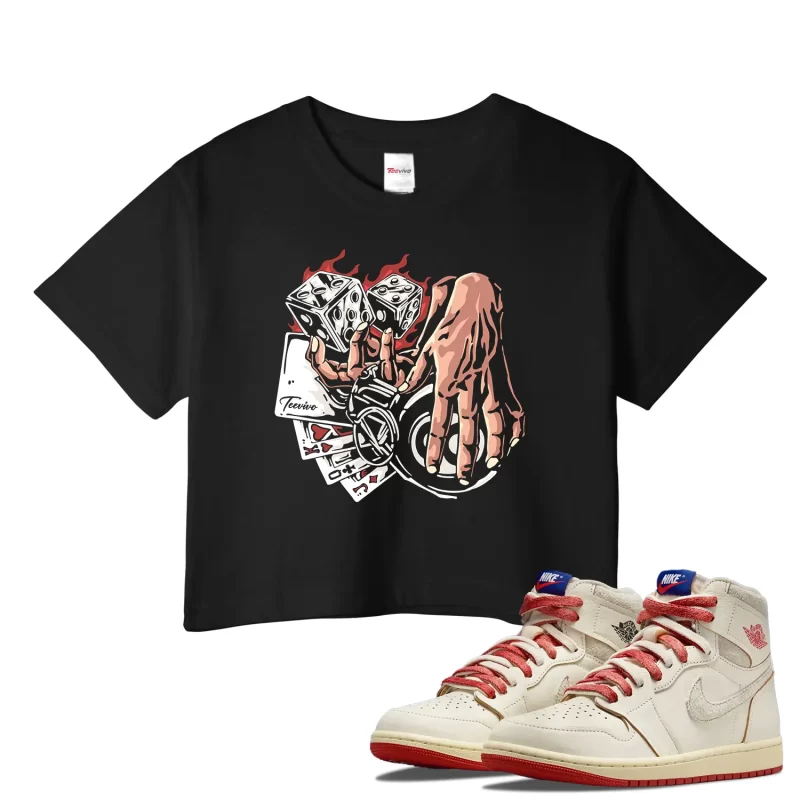 TeeVivo Jordan 1 High Rare Air Cinnabar Crop Top, Gambling Crop Top, High Rare Air Cinnabar 1s Crop Top, Jordan 1 Outfit