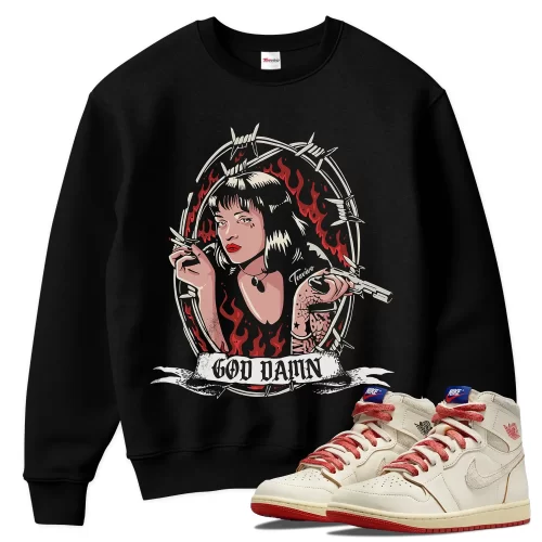 TeeVivo Jordan 1 High Rare Air Cinnabar Sweatshirt, God Daaamn Sweatshirt, High Rare Air Cinnabar 1s Sweatshirt, Jordan 1 Outfit