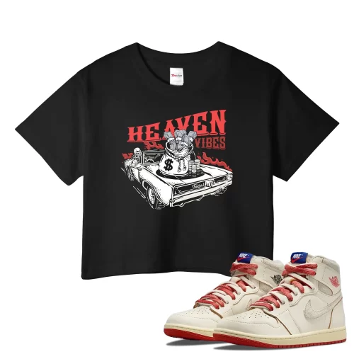 TeeVivo Jordan 1 High Rare Air Cinnabar Crop Top, Heaven vibes Crop Top, High Rare Air Cinnabar 1s Crop Top, Jordan 1 Outfit
