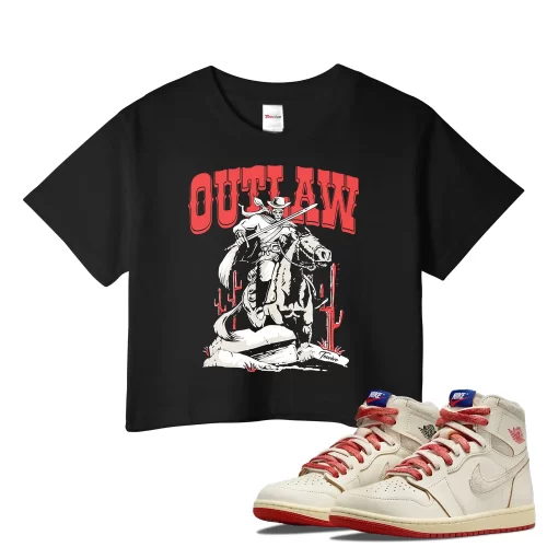 TeeVivo Jordan 1 High Rare Air Cinnabar Crop Top, Outlaw Crop Top, High Rare Air Cinnabar 1s Crop Top, Jordan 1 Outfit