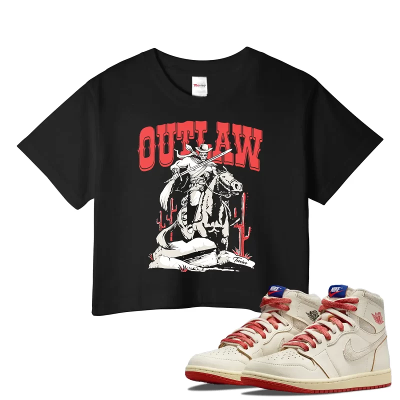 TeeVivo Jordan 1 High Rare Air Cinnabar Crop Top, Outlaw Crop Top, High Rare Air Cinnabar 1s Crop Top, Jordan 1 Outfit