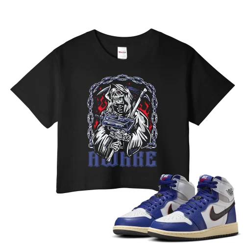 TeeVivo Jordan 1 High Rare Air Deep Royal Blue Crop Top, Awake Crop Top, High Rare Air Deep Royal Blue 1s Crop Top, Jordan 1 Outfit