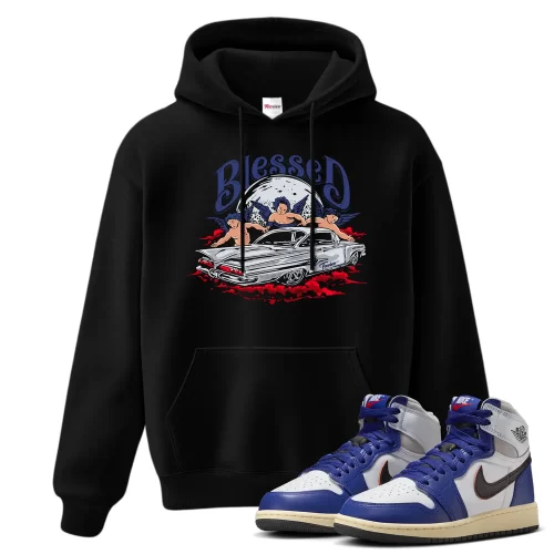 TeeVivo Jordan 1 High Rare Air Deep Royal Blue Hoodie, Blessed Hoodie, High Rare Air Deep Royal Blue 1s Hoodie, Jordan 1 Outfit