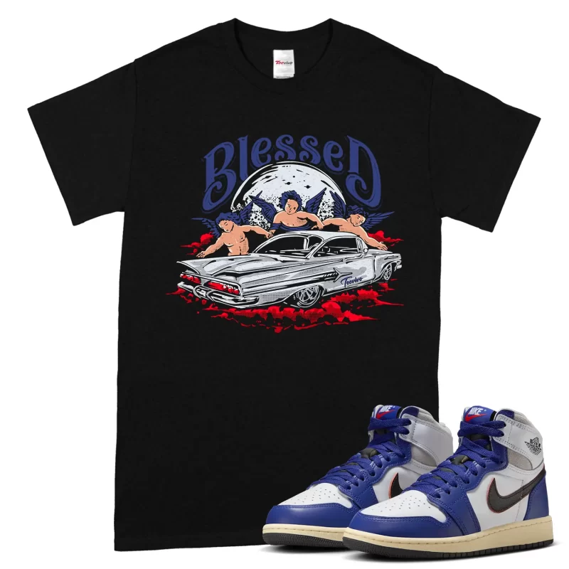 TeeVivo Jordan 1 High Rare Air Deep Royal Blue Shirt, Blessed Shirt, High Rare Air Deep Royal Blue 1s Shirt, Jordan 1 Outfit