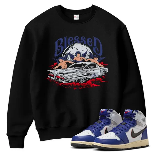 TeeVivo Jordan 1 High Rare Air Deep Royal Blue Sweatshirt, Blessed Sweatshirt, High Rare Air Deep Royal Blue 1s Sweatshirt, Jordan 1 Outfit