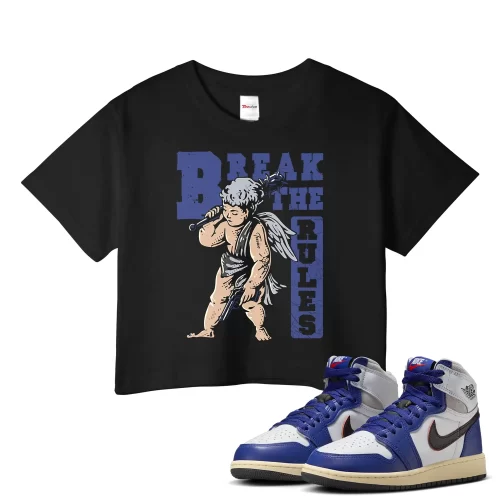 TeeVivo Jordan 1 High Rare Air Deep Royal Blue Crop Top, Break the rules Crop Top, High Rare Air Deep Royal Blue 1s Crop Top, Jordan 1 Outfit