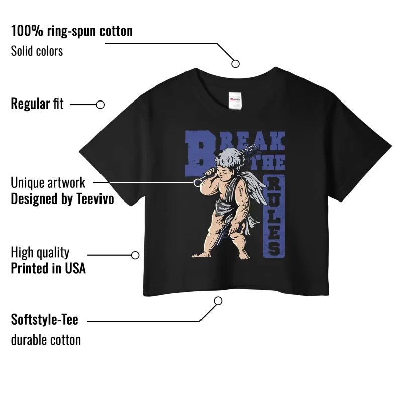 TeeVivo Jordan 1 High Rare Air Deep Royal Blue Crop Top, Break the rules Crop Top, High Rare Air Deep Royal Blue 1s Crop Top, Jordan 1 Outfit