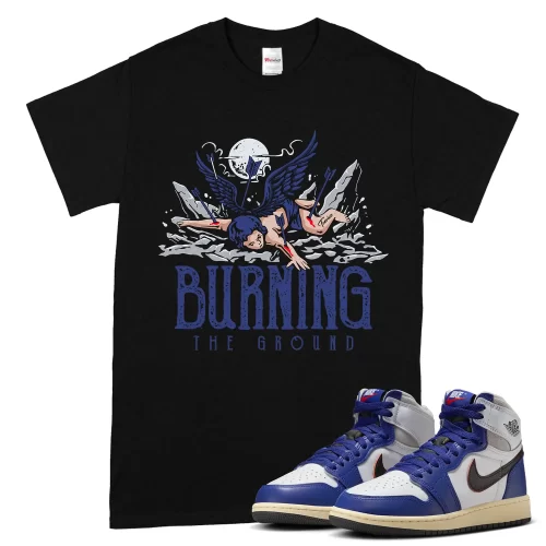 TeeVivo Jordan 1 High Rare Air Deep Royal Blue Shirt, Burning the ground Shirt, High Rare Air Deep Royal Blue 1s Shirt, Jordan 1 Outfit
