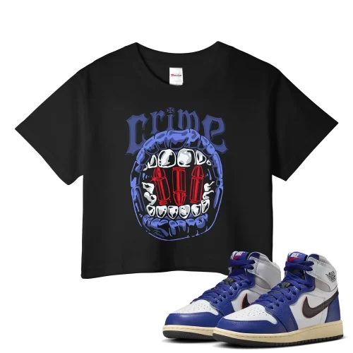 TeeVivo Jordan 1 High Rare Air Deep Royal Blue Crop Top, Crime Crop Top, High Rare Air Deep Royal Blue 1s Crop Top, Jordan 1 Outfit