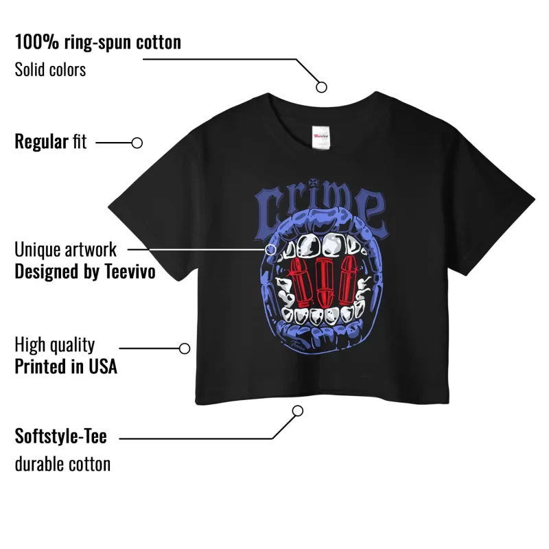 TeeVivo Jordan 1 High Rare Air Deep Royal Blue Crop Top, Crime Crop Top, High Rare Air Deep Royal Blue 1s Crop Top, Jordan 1 Outfit