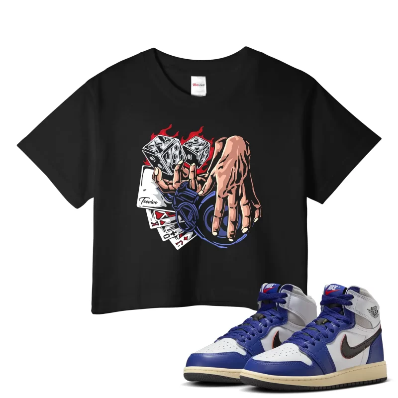 TeeVivo Jordan 1 High Rare Air Deep Royal Blue Crop Top, Gambling Crop Top, High Rare Air Deep Royal Blue 1s Crop Top, Jordan 1 Outfit