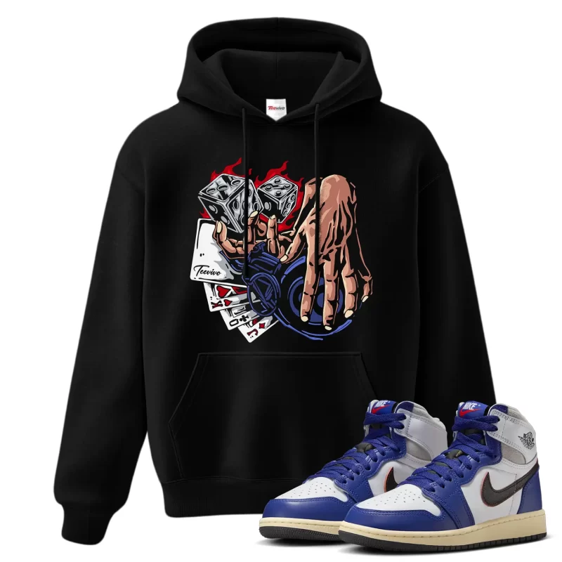 TeeVivo Jordan 1 High Rare Air Deep Royal Blue Hoodie, Gambling Hoodie, High Rare Air Deep Royal Blue 1s Hoodie, Jordan 1 Outfit