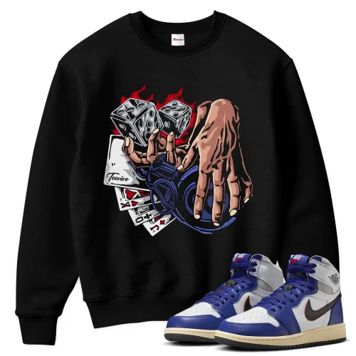 TeeVivo Jordan 1 High Rare Air Deep Royal Blue Sweatshirt, Gambling Sweatshirt, High Rare Air Deep Royal Blue 1s Sweatshirt, Jordan 1 Outfit
