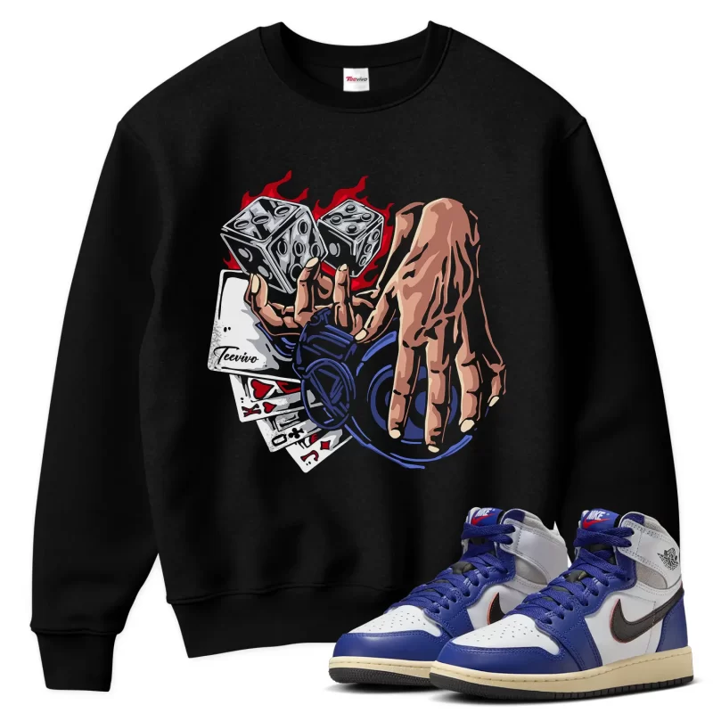 TeeVivo Jordan 1 High Rare Air Deep Royal Blue Sweatshirt, Gambling Sweatshirt, High Rare Air Deep Royal Blue 1s Sweatshirt, Jordan 1 Outfit
