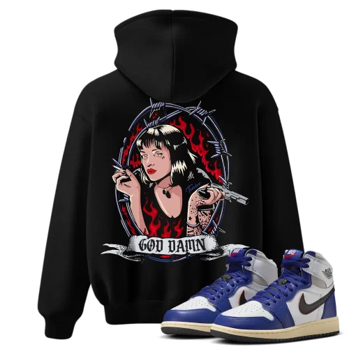 TeeVivo Jordan 1 High Rare Air Deep Royal Blue Hoodie, God Daaamn Hoodie, High Rare Air Deep Royal Blue 1s Hoodie, Jordan 1 Outfit