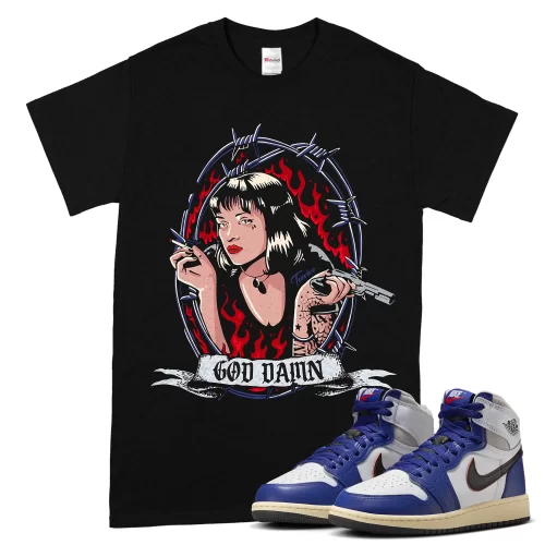 TeeVivo Jordan 1 High Rare Air Deep Royal Blue Shirt, God Daaamn Shirt, High Rare Air Deep Royal Blue 1s Shirt, Jordan 1 Outfit