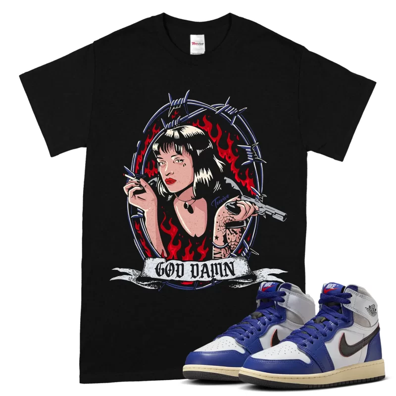 TeeVivo Jordan 1 High Rare Air Deep Royal Blue Shirt, God Daaamn Shirt, High Rare Air Deep Royal Blue 1s Shirt, Jordan 1 Outfit