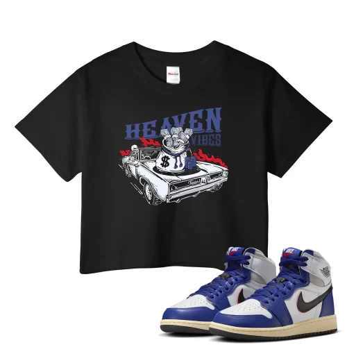 TeeVivo Jordan 1 High Rare Air Deep Royal Blue Crop Top, Heaven vibes Crop Top, High Rare Air Deep Royal Blue 1s Crop Top, Jordan 1 Outfit