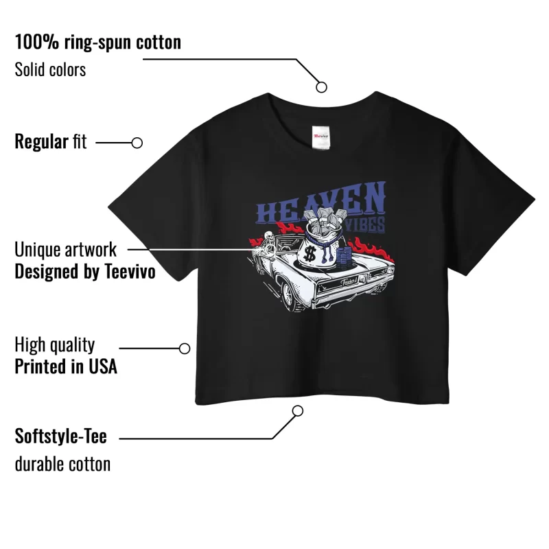TeeVivo Jordan 1 High Rare Air Deep Royal Blue Crop Top, Heaven vibes Crop Top, High Rare Air Deep Royal Blue 1s Crop Top, Jordan 1 Outfit