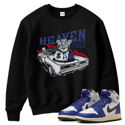 TeeVivo Jordan 1 High Rare Air Deep Royal Blue Sweatshirt, Heaven vibes Sweatshirt, High Rare Air Deep Royal Blue 1s Sweatshirt, Jordan 1 Outfit