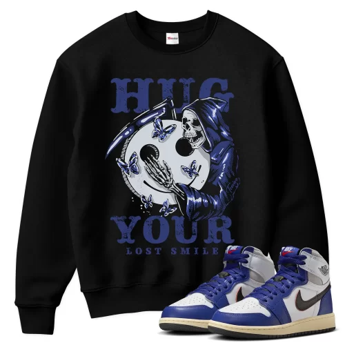 TeeVivo Jordan 1 High Rare Air Deep Royal Blue Sweatshirt, Hug your lost smile Sweatshirt, High Rare Air Deep Royal Blue 1s Sweatshirt, Jordan 1 Outfit