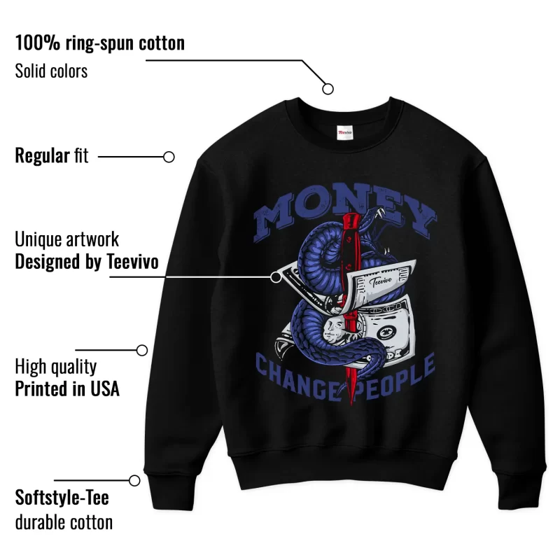 TeeVivo Jordan 1 High Rare Air Deep Royal Blue Sweatshirt, Money change people Sweatshirt, High Rare Air Deep Royal Blue 1s Sweatshirt, Jordan 1 Outfit