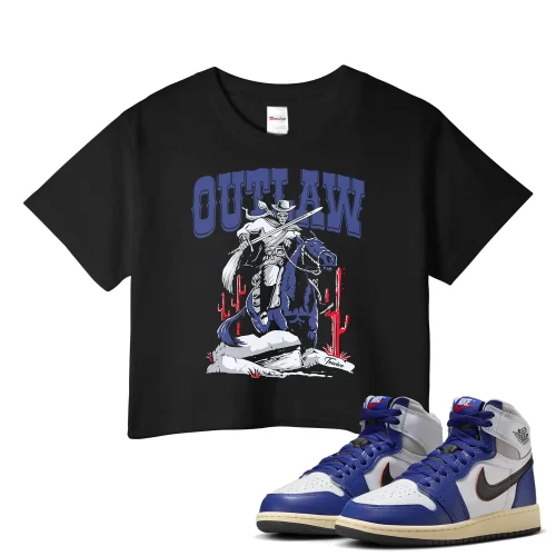 TeeVivo Jordan 1 High Rare Air Deep Royal Blue Crop Top, Outlaw Crop Top, High Rare Air Deep Royal Blue 1s Crop Top, Jordan 1 Outfit