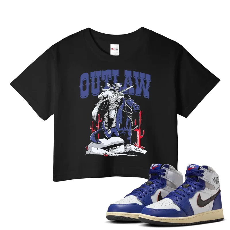 TeeVivo Jordan 1 High Rare Air Deep Royal Blue Crop Top, Outlaw Crop Top, High Rare Air Deep Royal Blue 1s Crop Top, Jordan 1 Outfit