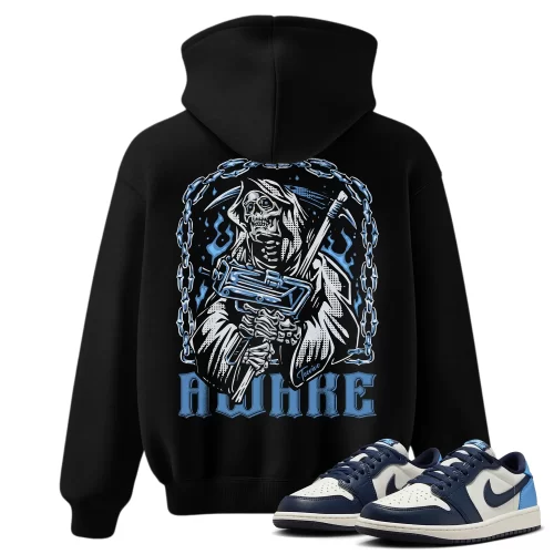 TeeVivo Jordan 1 Low Obsidian UNC Hoodie, Awake Hoodie, Low Obsidian UNC 1s Hoodie, Jordan 1 Outfit