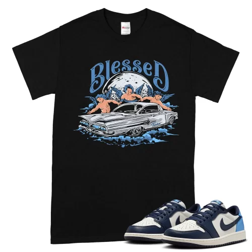 TeeVivo Jordan 1 Low Obsidian UNC Shirt, Blessed Shirt, Low Obsidian UNC 1s Shirt, Jordan 1 Outfit