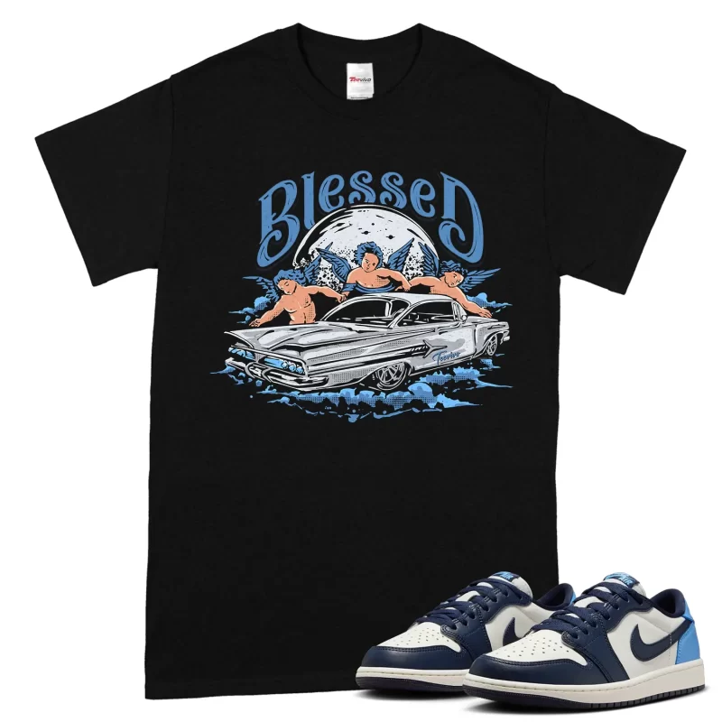 TeeVivo Jordan 1 Low Obsidian UNC Shirt, Blessed Shirt, Low Obsidian UNC 1s Shirt, Jordan 1 Outfit