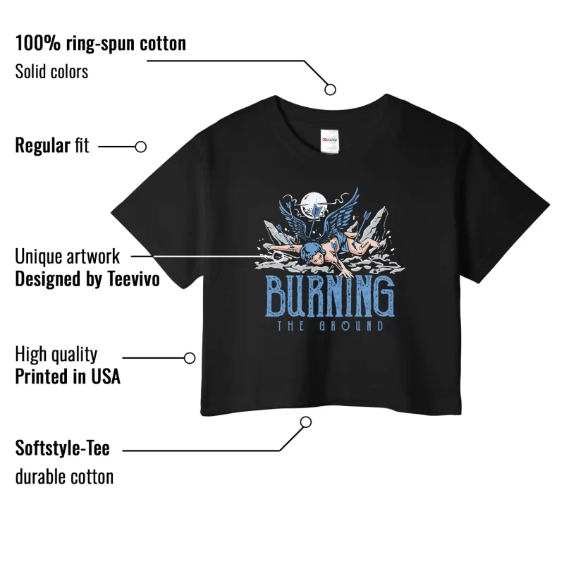 TeeVivo Jordan 1 Low Obsidian UNC Crop Top, Burning the ground Crop Top, Low Obsidian UNC 1s Crop Top, Jordan 1 Outfit