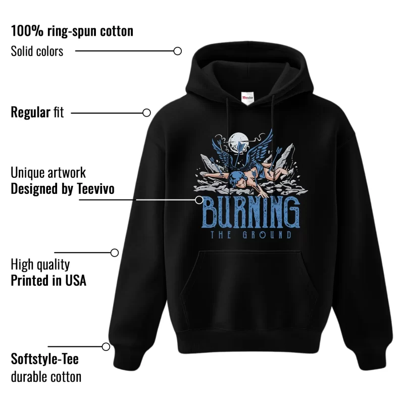 TeeVivo Jordan 1 Low Obsidian UNC Hoodie, Burning the ground Hoodie, Low Obsidian UNC 1s Hoodie, Jordan 1 Outfit