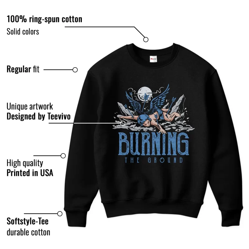 TeeVivo Jordan 1 Low Obsidian UNC Sweatshirt, Burning the ground Sweatshirt, Low Obsidian UNC 1s Sweatshirt, Jordan 1 Outfit