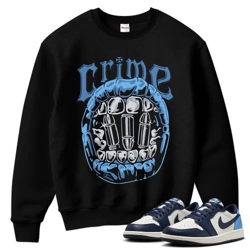 TeeVivo Jordan 1 Low Obsidian UNC Sweatshirt, Crime Sweatshirt, Low Obsidian UNC 1s Sweatshirt, Jordan 1 Outfit