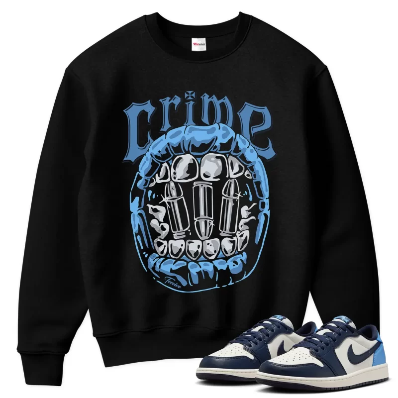 TeeVivo Jordan 1 Low Obsidian UNC Sweatshirt, Crime Sweatshirt, Low Obsidian UNC 1s Sweatshirt, Jordan 1 Outfit