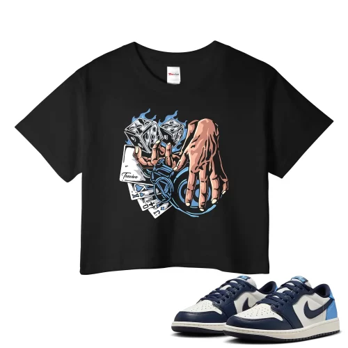 TeeVivo Jordan 1 Low Obsidian UNC Crop Top, Gambling Crop Top, Low Obsidian UNC 1s Crop Top, Jordan 1 Outfit