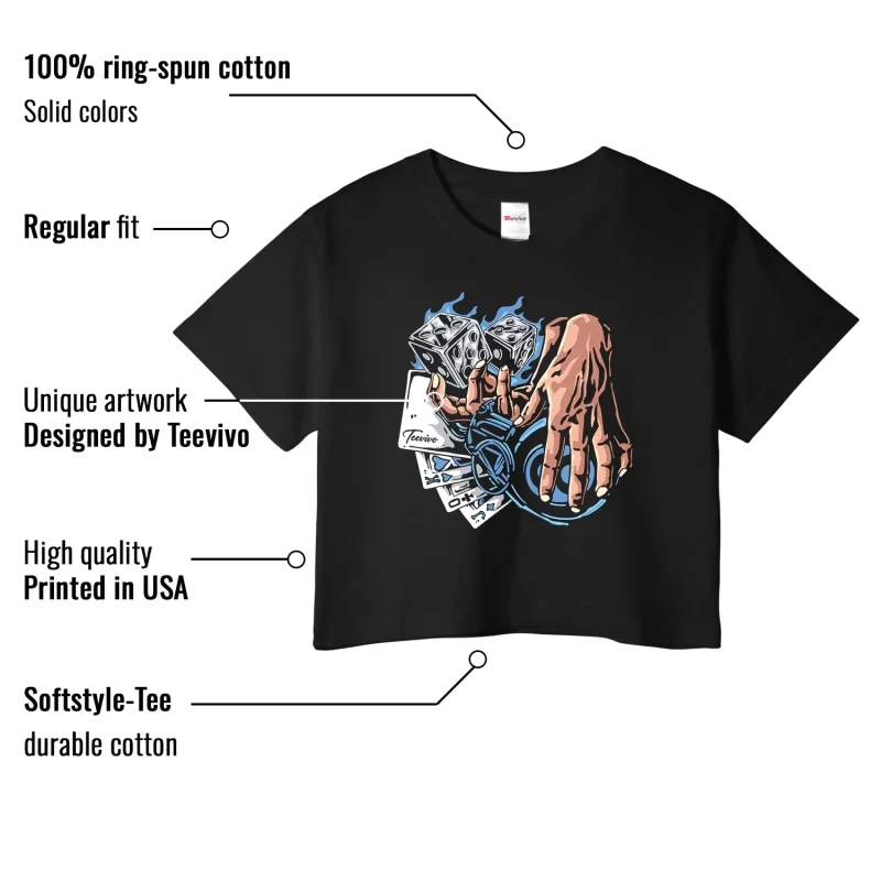 TeeVivo Jordan 1 Low Obsidian UNC Crop Top, Gambling Crop Top, Low Obsidian UNC 1s Crop Top, Jordan 1 Outfit