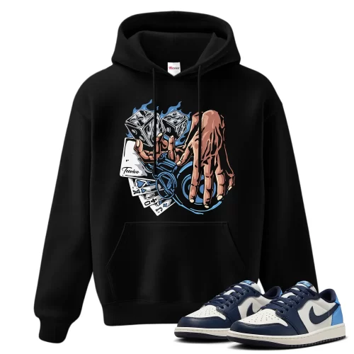 TeeVivo Jordan 1 Low Obsidian UNC Hoodie, Gambling Hoodie, Low Obsidian UNC 1s Hoodie, Jordan 1 Outfit