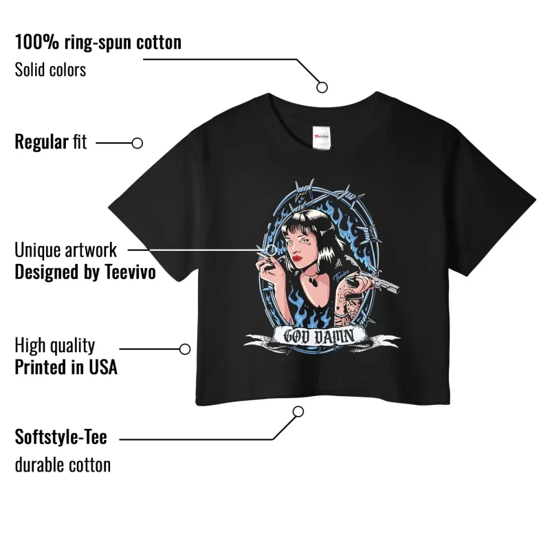 TeeVivo Jordan 1 Low Obsidian UNC Crop Top, God Daaamn Crop Top, Low Obsidian UNC 1s Crop Top, Jordan 1 Outfit