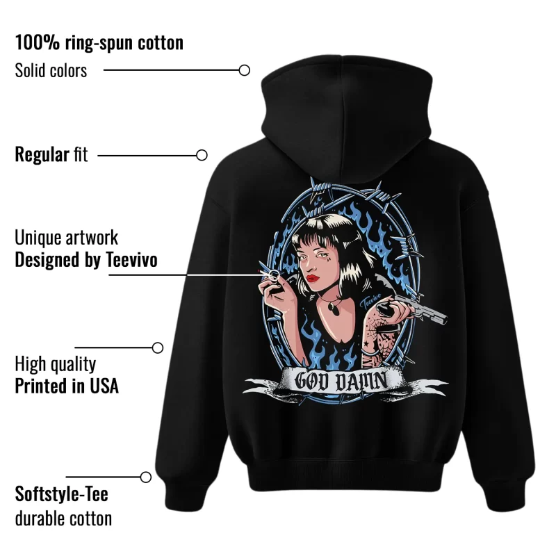 TeeVivo Jordan 1 Low Obsidian UNC Hoodie, God Daaamn Hoodie, Low Obsidian UNC 1s Hoodie, Jordan 1 Outfit