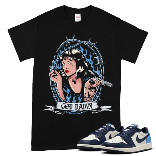 TeeVivo Jordan 1 Low Obsidian UNC Shirt, God Daaamn Shirt, Low Obsidian UNC 1s Shirt, Jordan 1 Outfit