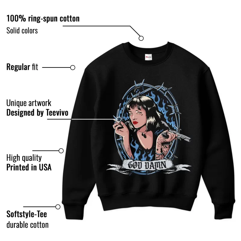 TeeVivo Jordan 1 Low Obsidian UNC Sweatshirt, God Daaamn Sweatshirt, Low Obsidian UNC 1s Sweatshirt, Jordan 1 Outfit