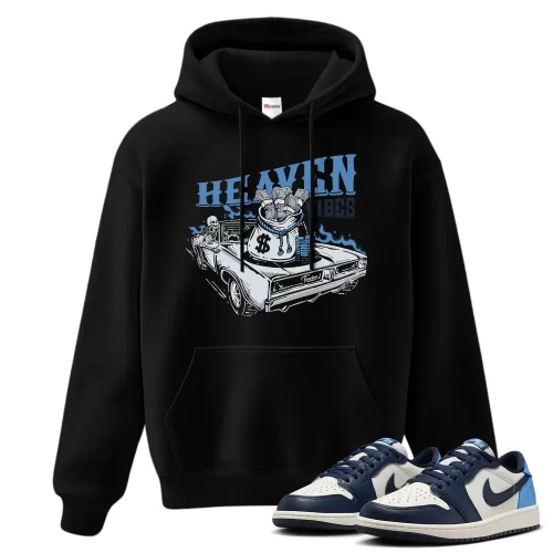 TeeVivo Jordan 1 Low Obsidian UNC Hoodie, Heaven vibes Hoodie, Low Obsidian UNC 1s Hoodie, Jordan 1 Outfit