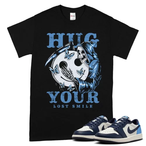 TeeVivo Jordan 1 Low Obsidian UNC Shirt, Hug your lost smile Shirt, Low Obsidian UNC 1s Shirt, Jordan 1 Outfit