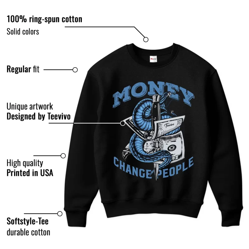 TeeVivo Jordan 1 Low Obsidian UNC Sweatshirt, Money change people Sweatshirt, Low Obsidian UNC 1s Sweatshirt, Jordan 1 Outfit