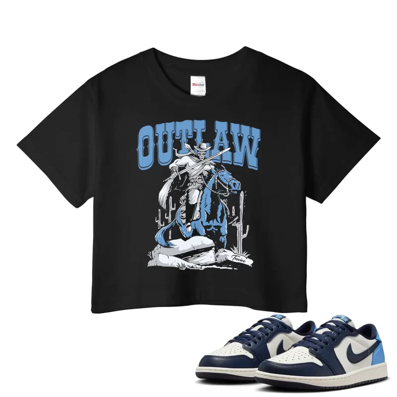 TeeVivo Jordan 1 Low Obsidian UNC Crop Top, Outlaw Crop Top, Low Obsidian UNC 1s Crop Top, Jordan 1 Outfit