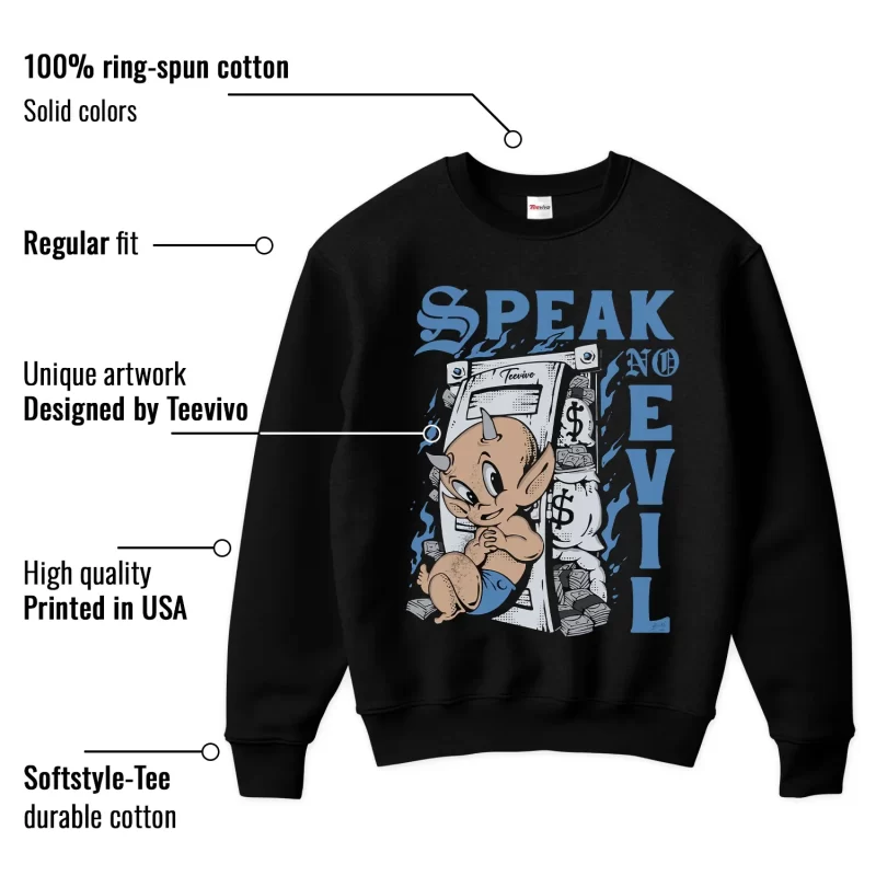TeeVivo Jordan 1 Low Obsidian UNC Sweatshirt, Speak no evil Sweatshirt, Low Obsidian UNC 1s Sweatshirt, Jordan 1 Outfit